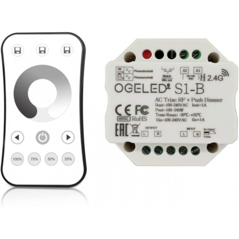 Ogeled 230V Universal-Funk-Dimmer｜Unterputz｜LED-Dimmer｜240W LED｜Halogen (4 Zone FB+AC Dimmer)